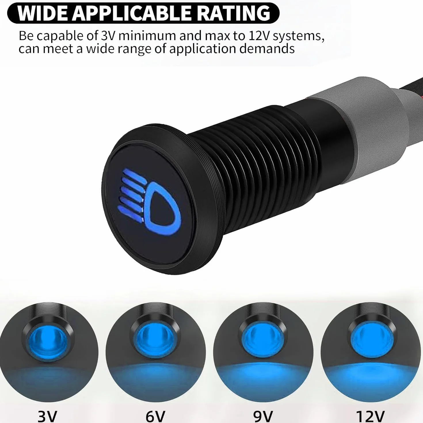 RUNCCI-YUN 12V-24V 8mm LED Pannello Pilota Cruscotto Spia Indicatore Lampada Auto Furgone Barca Indicatore Luminoso Lampada Pilota Cruscotto (Blu）(Indicatore abbaglianti)
