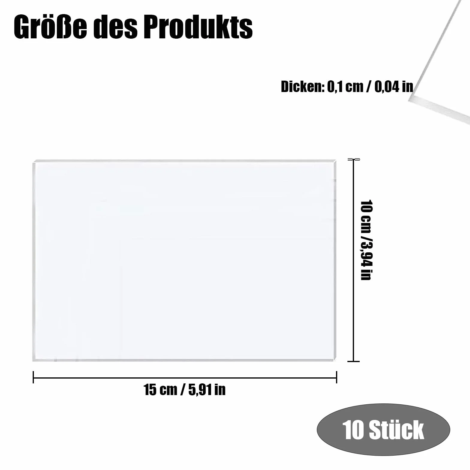 10 pannelli in plastica trasparente, 1 mm, piastra rettangolare in plastica, 10 x 15 cm, superficie liscia, pannelli acrilici, pannelli in plastica trasparente, per montaggio, artigianato