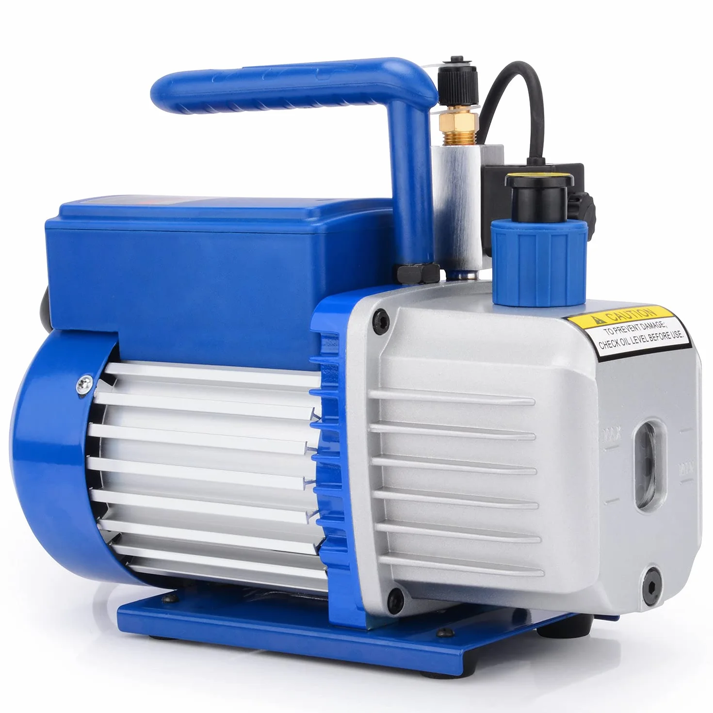 stonylab Pompa per Vuoto Rotativa a Palette, 3,5 CFM 25-30 Pa ¼ Pompa per Vuoto Compatta Monostadio HP con Elettrovalvola per Strumento Aria Refrigerante HVAC AC