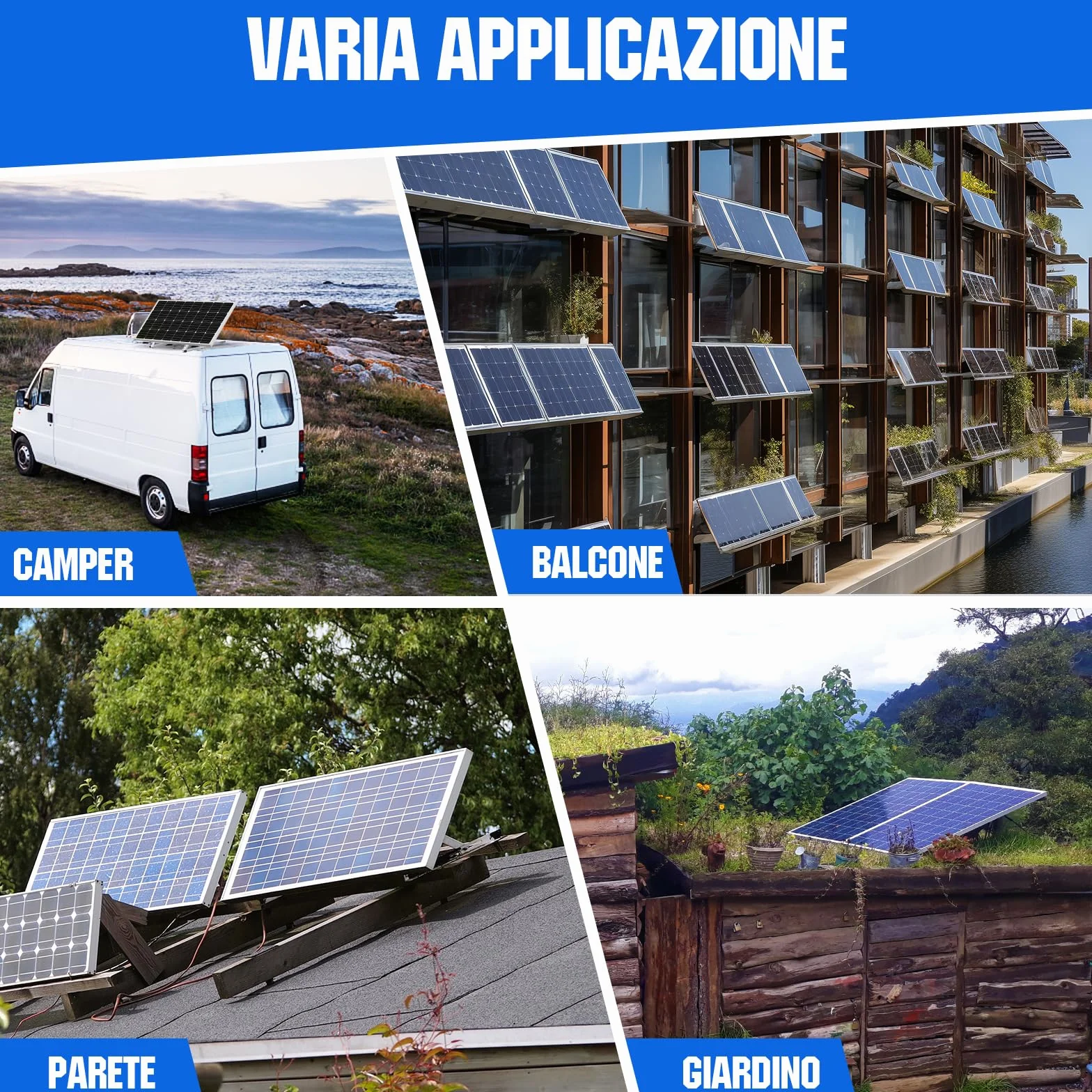 ECO-WORTHY supporti pannello solare 114 cm 45" alluminio angolo regolabile 0-90° 100W-800W set fissaggio tetto piatto parete camper