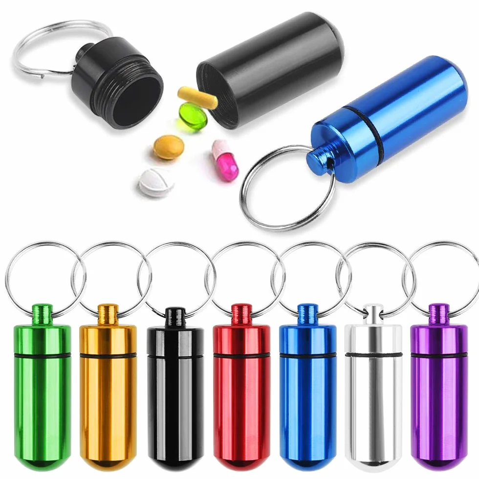 Dadabig 9 Pezzi Portapillole Portachiavi, Portapillole Portatile Contenitore di Medicine Scatole per Compresse Pillole Vitamine-7 Colori
