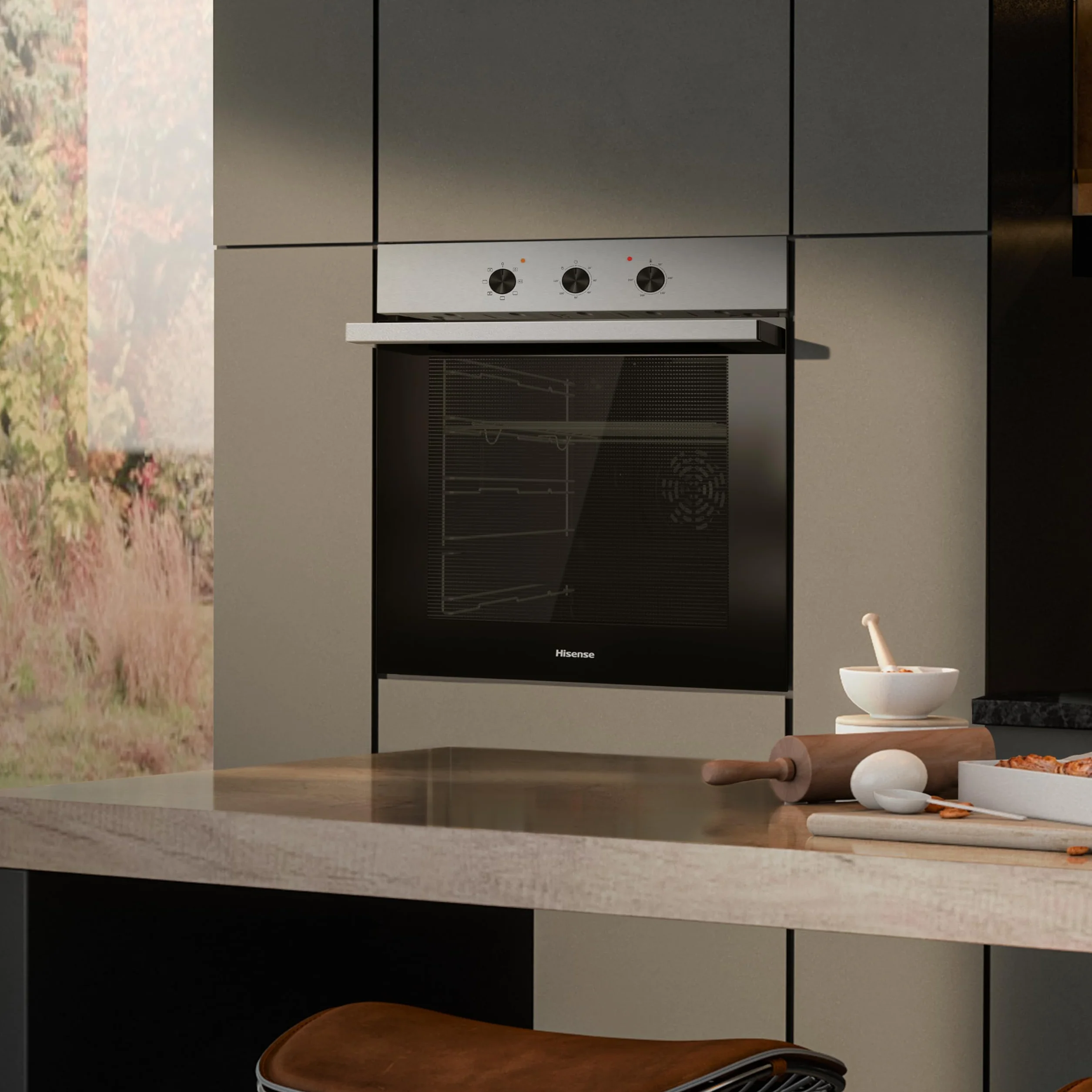 Hisense Forno Multifunzione 73 litri 60 cm Classe A Nero/Inox Guide telescopiche 7 funzioni 3 vetri