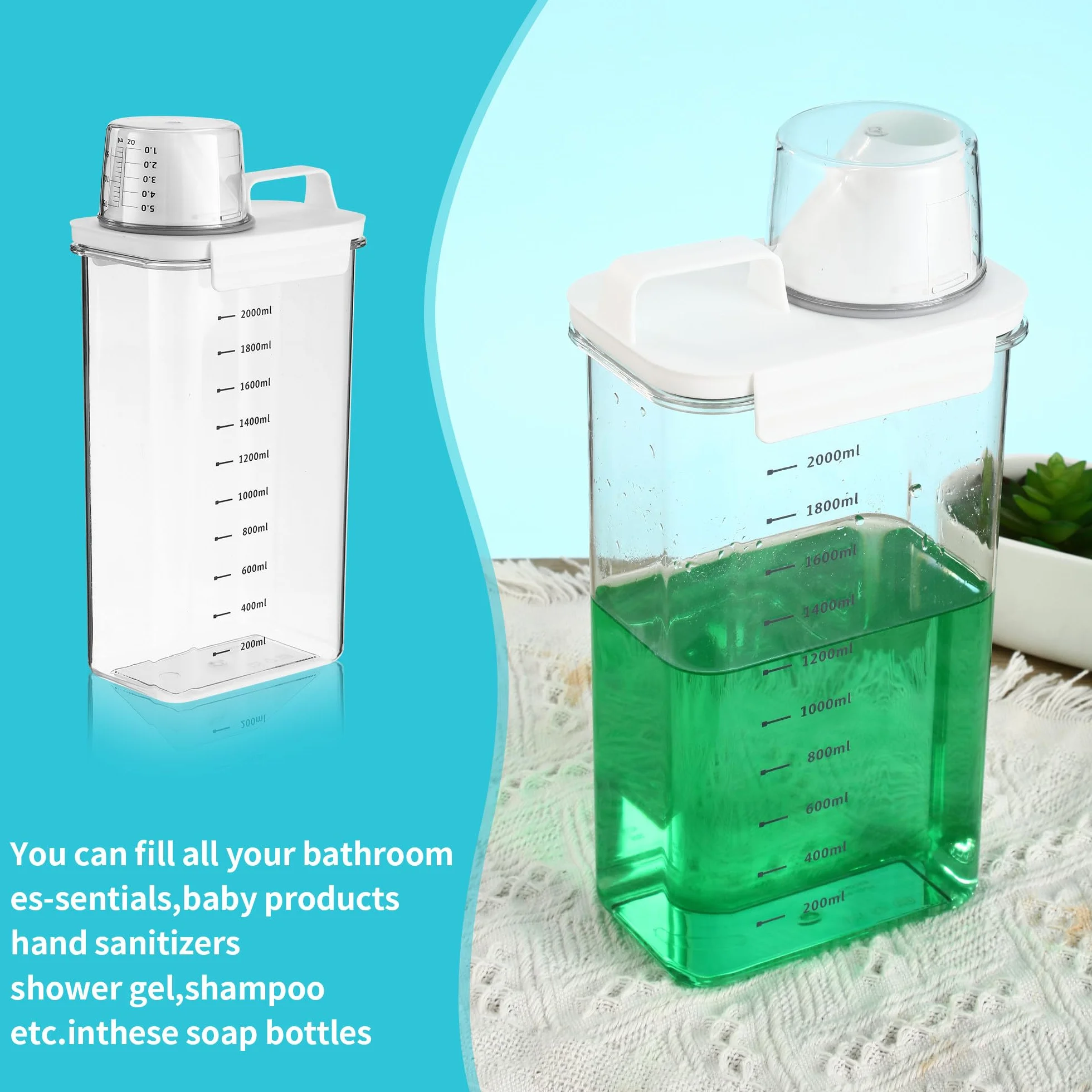 HAOYULUO Dispenser Detersivo Lavatrice,Dosatore Detersivo Lavatrice con Misurino, Contenitore per Detersivo in Polvere, Riutilizzabile, Può Essere Utilizzato per Conservare gli Alimenti (2300ML)
