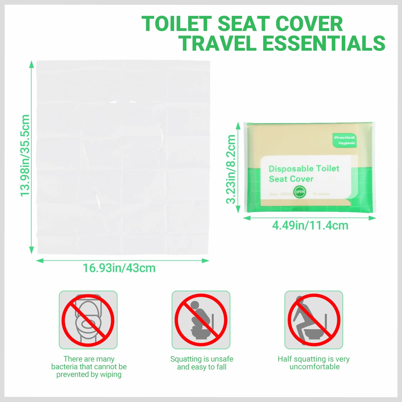 Copri Water WC USA e Getta 60 Pezzi 43x35,5 cm per Viaggi