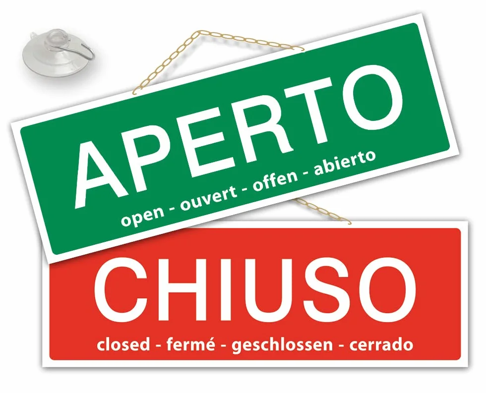 Cartello APERTO e CHIUSO per negozio vetrina studio laboratorio officina bottega (Verde/Rosso) (Standard)