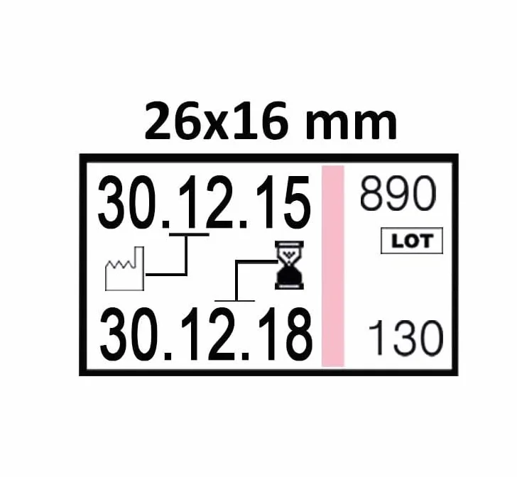 Etichette Medicali mm 26×16 per la tracciabilità Printex V20 con indicatore di processo, 1.500 etichette (3 rotolini da 500 etichette).