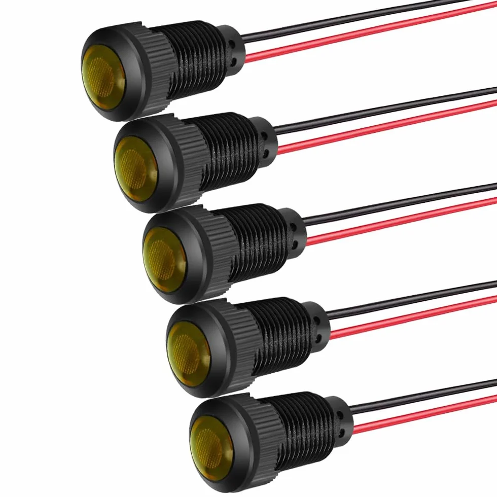 Gebildet 5pcs LED in plastica Indicatore luminoso 220V Dimensione foro di montaggio 12mm(Arancione)