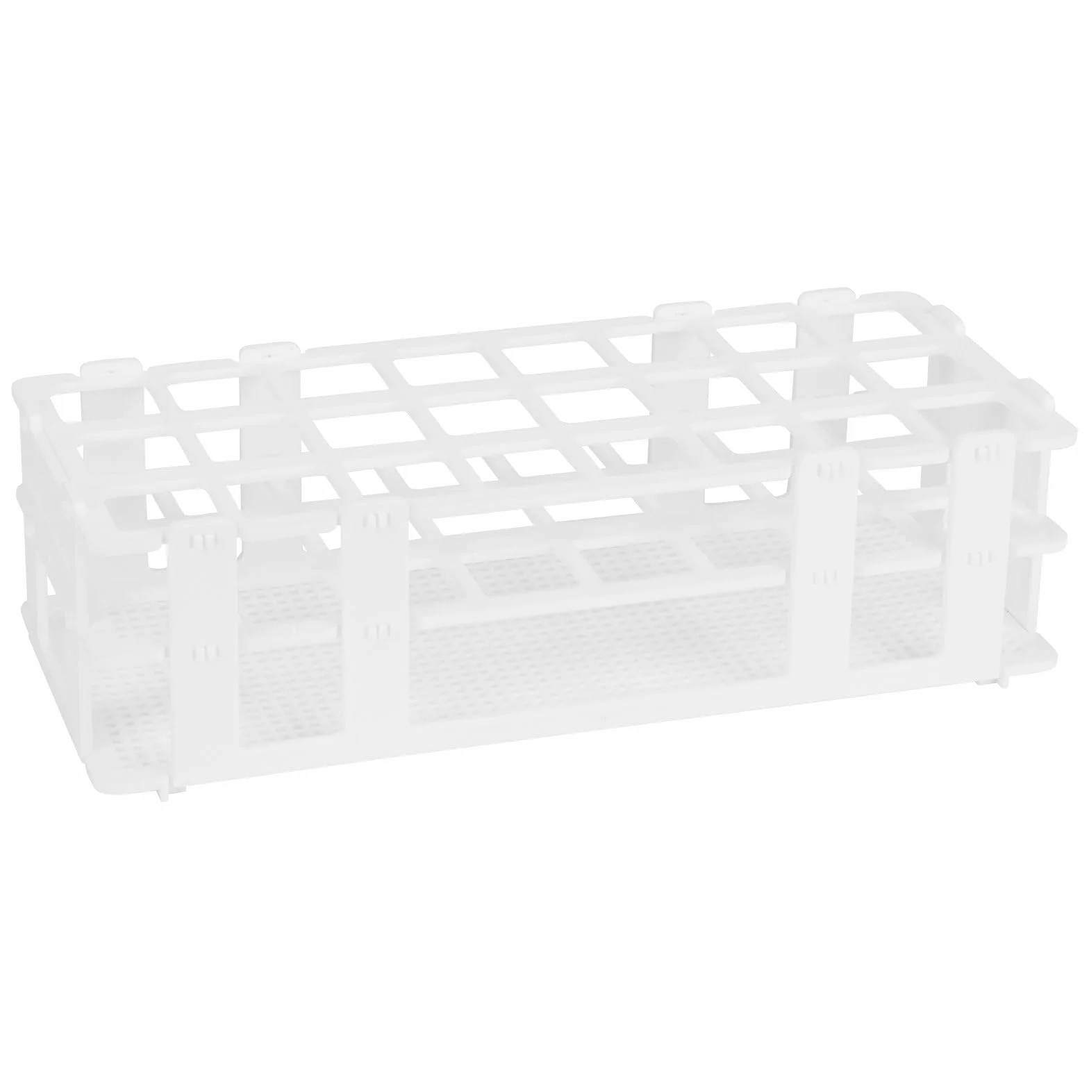 Stonylab Portaprovette 25 mm 24 Posti Supporto in Plastica Bianca Amovibile 3 Livelli da Laboratorio