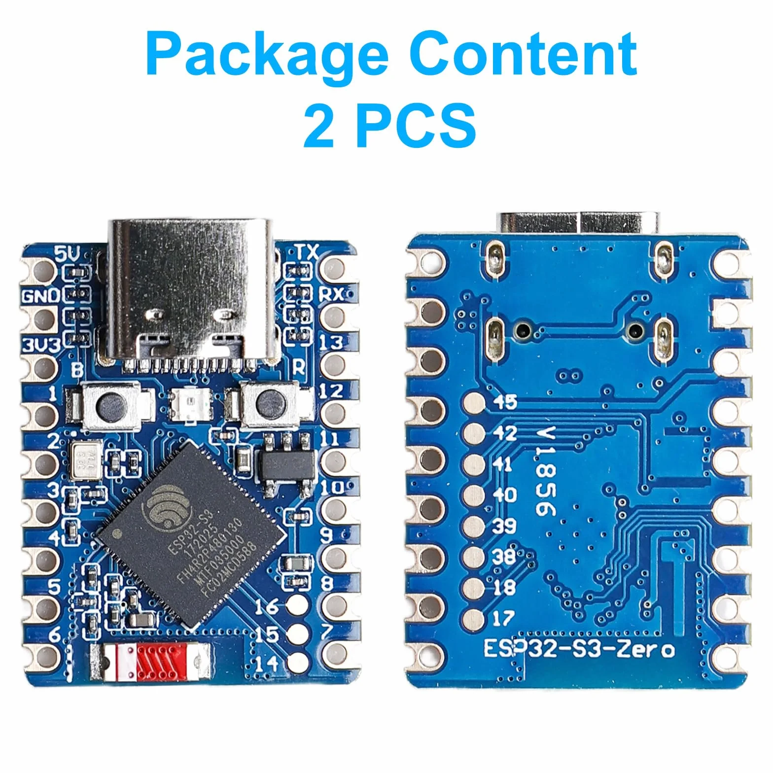 2 schede di sviluppo ESP32-S3 Mini ESP32-S3FH4R2 Dual Core Processor, 2.4GHz WiFi & BT 5, moduli castellati, adatto per applicazioni SMD, C/C++, MicroPython