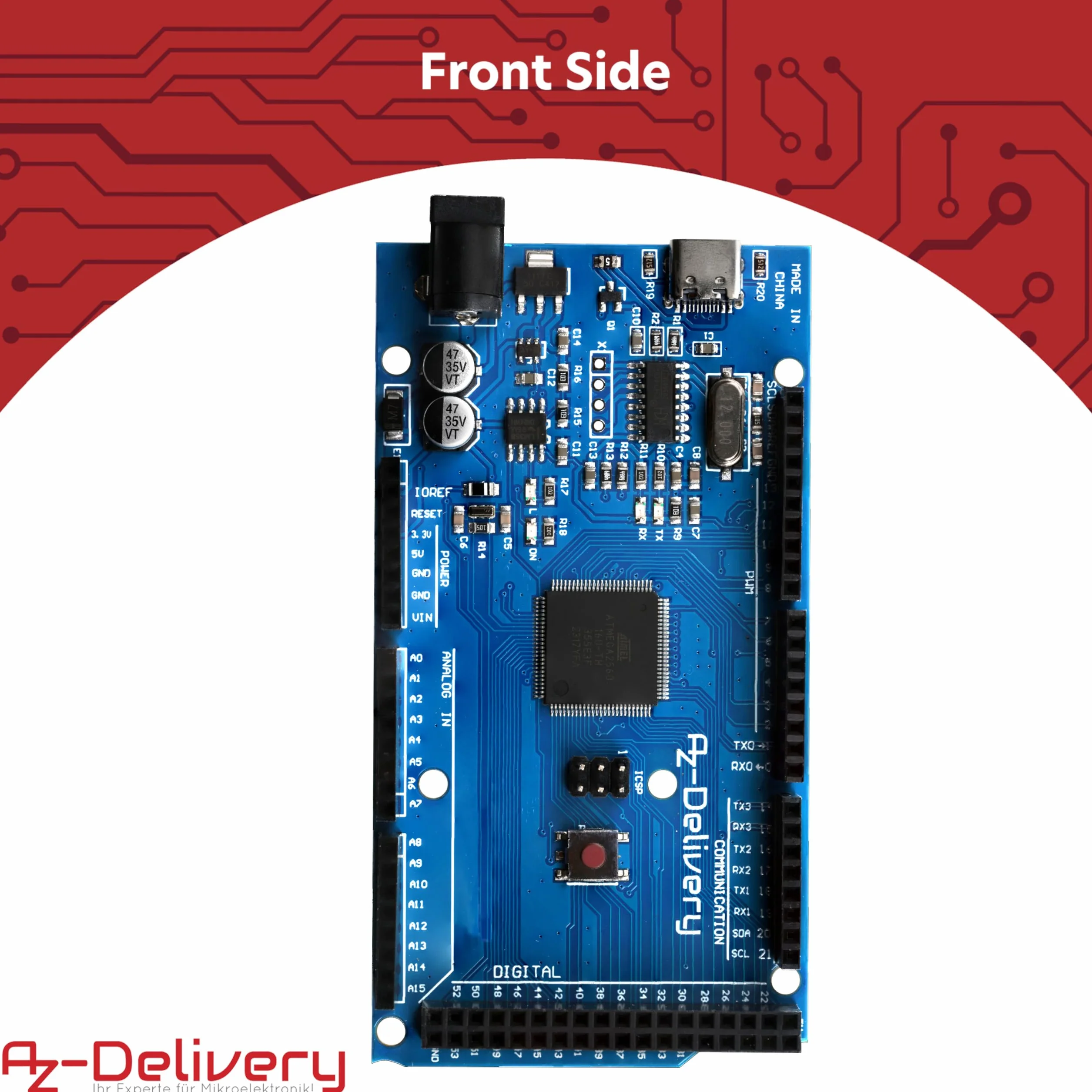 AZDelivery AZ-MEGA2560 Scheda Microcontroller USB-C Compatibile con Arduino