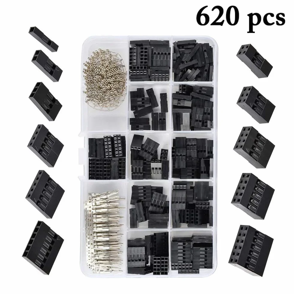 Dupont Set 620 Connettori 2,54 mm JST SM Femmina Crimpatrice