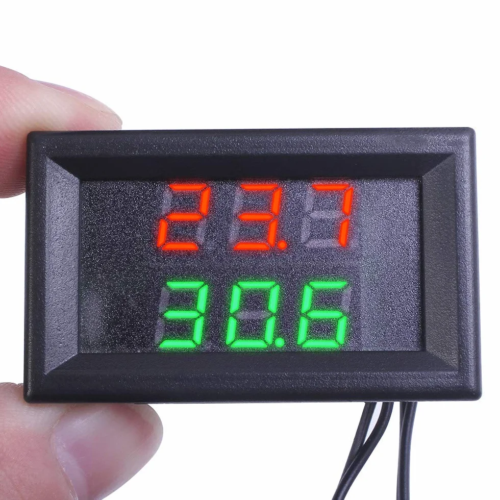 Aideepen DC 4-28V Precisione Doppio Display Digitale Termometro Monitor Pannello Meter NTC Impermeabile Sonda In Metallo