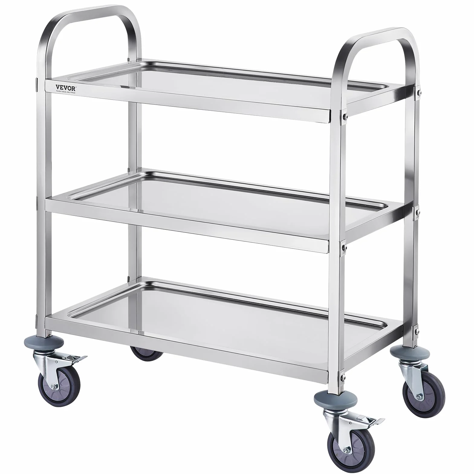 VEVOR Carrello da Laboratorio in Acciaio Inox 3 Ripiani 100 kg 740x396x860 mm