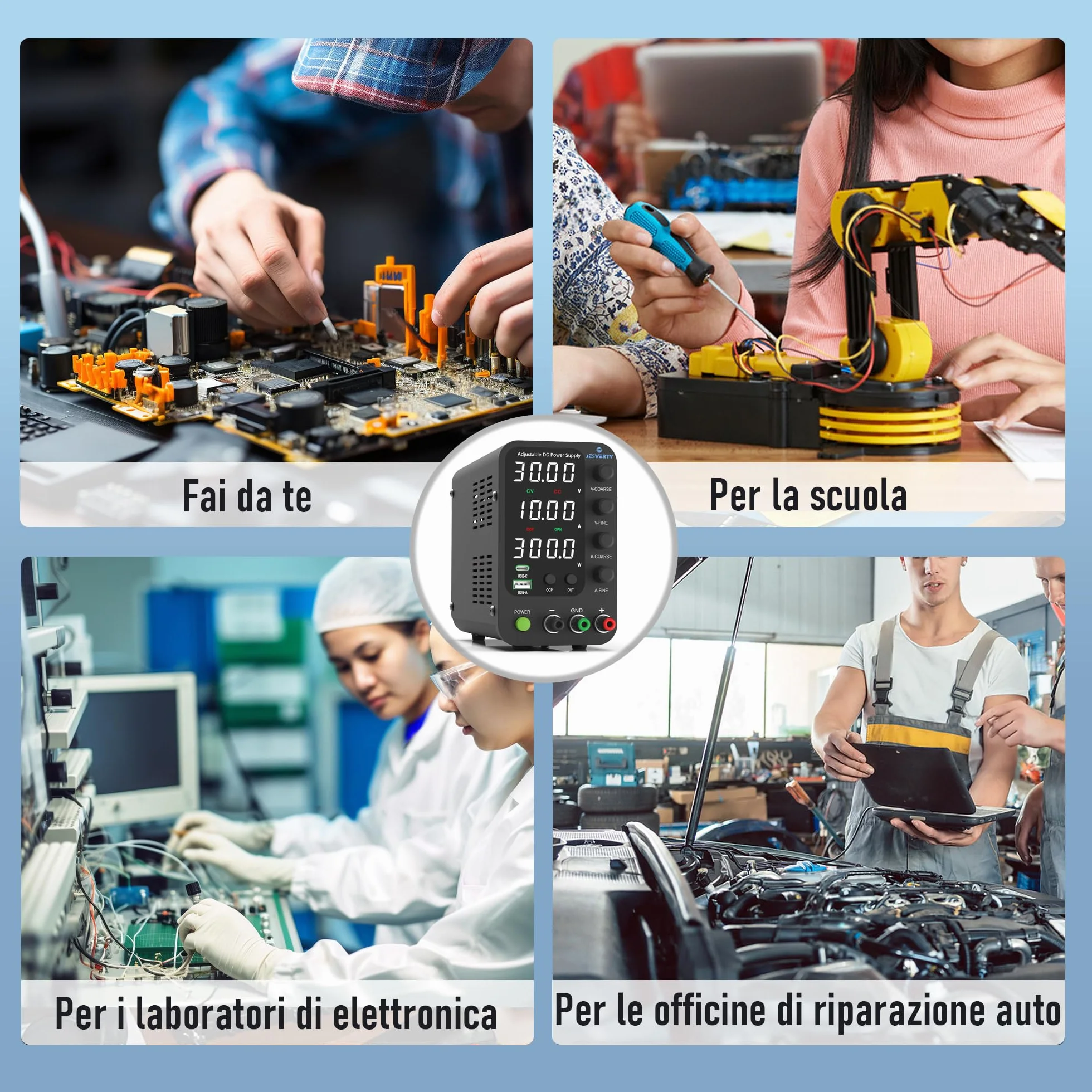 Alimentatore da Banco Variabile 32V 10A SPS-3010V con Ricarica Rapida USB Type-C 20W