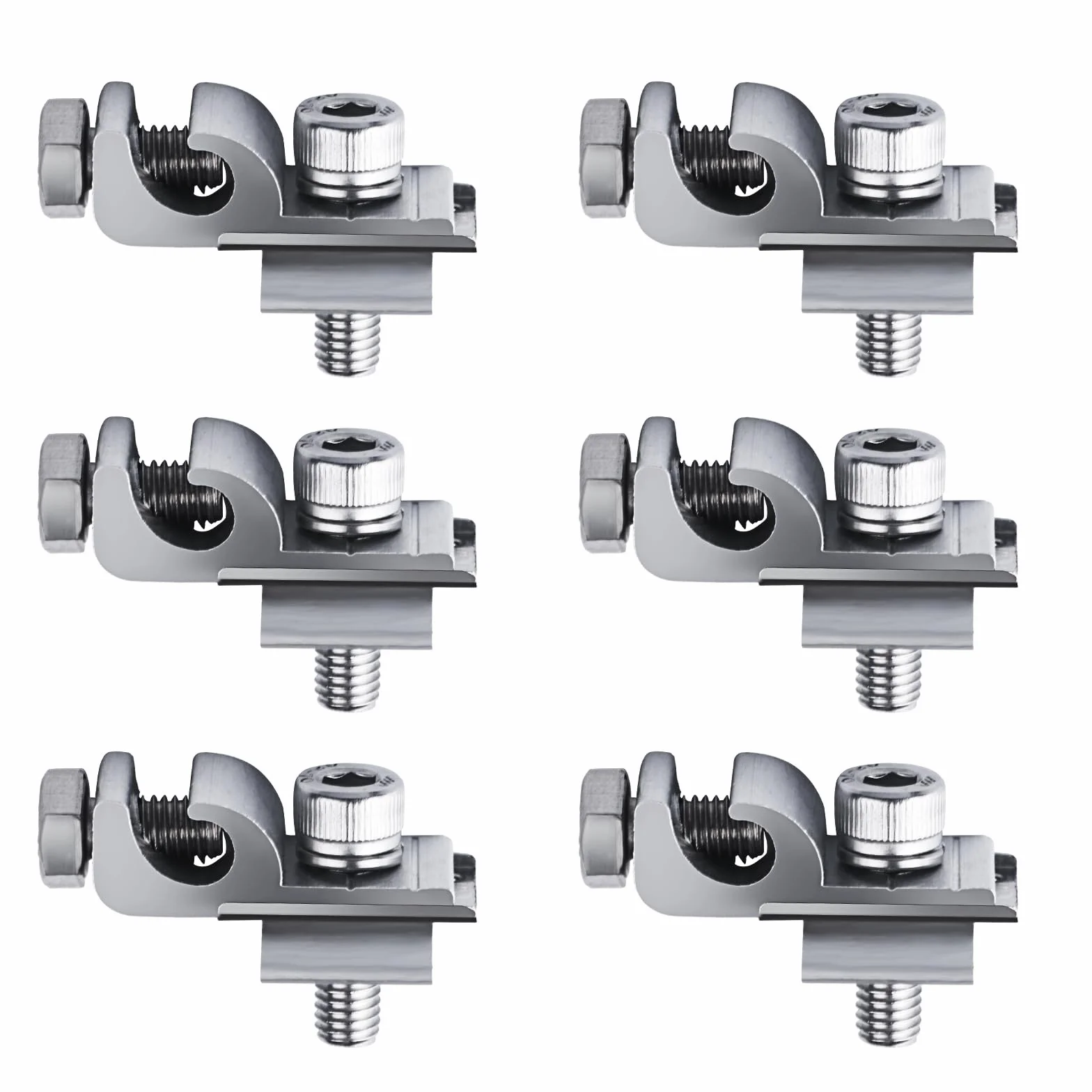 Morsetti di messa a terra per pannello solare, Set di 6, Clip di messa a terra per modulo solare, Morsetto standard in alluminio, Supporto di montaggio per pannello solare, Fissaggi anello di messa