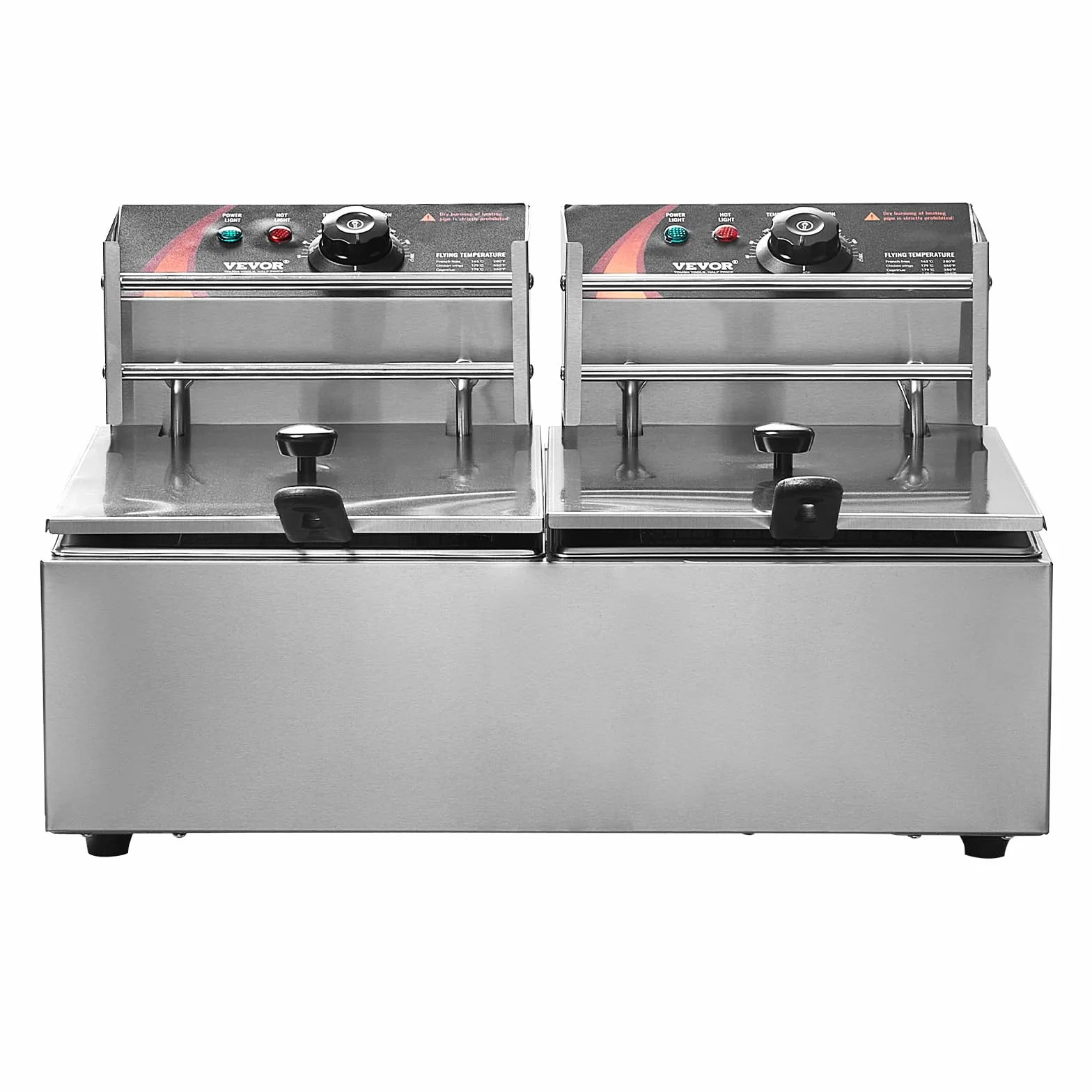 VEVOR Friggitrice Elettrica Commerciale Doppia Vasca 12L 5000W Acciaio Inox