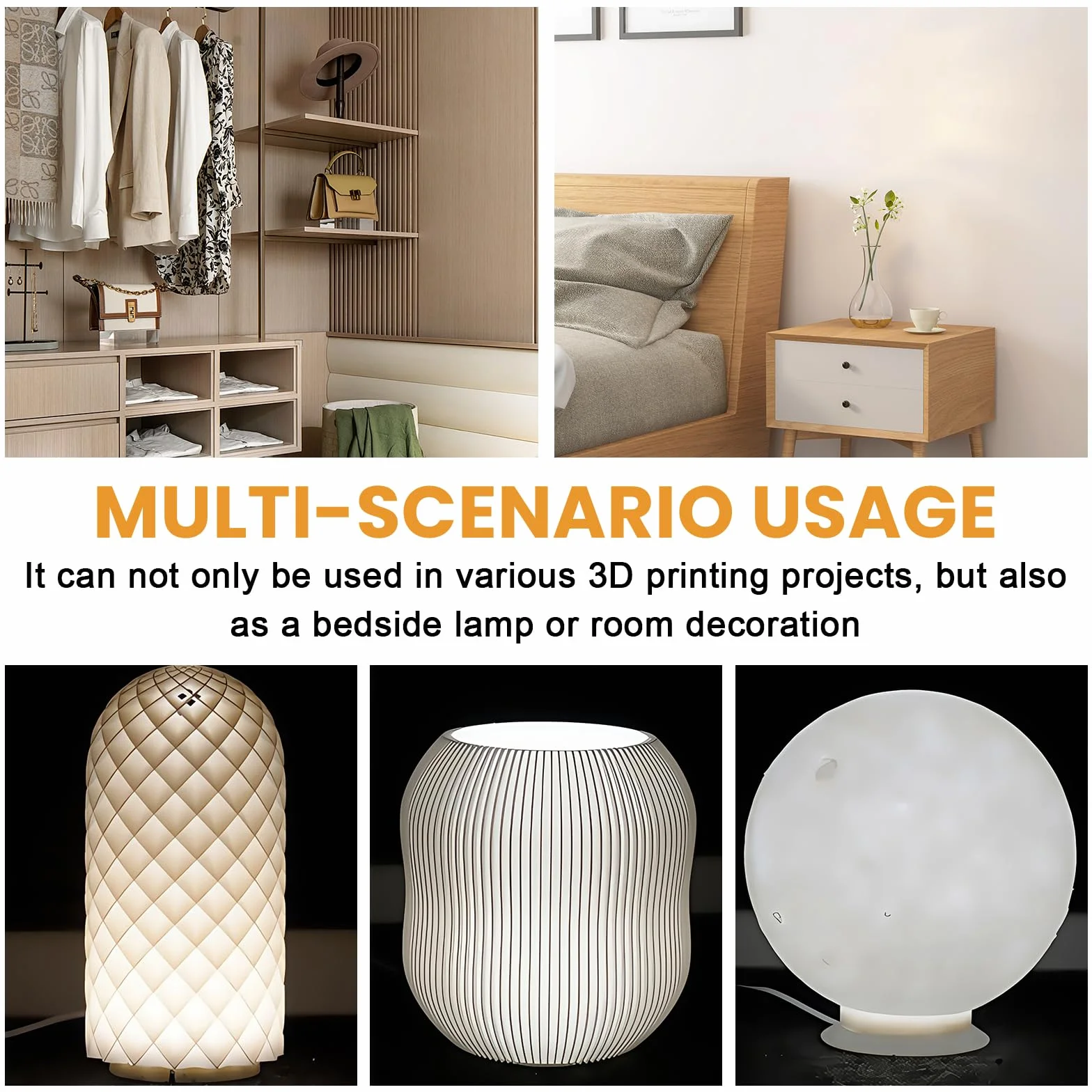 5 pezzi lampada a LED per stampante 3D, kit di luci per stampante, dimmerazione continua a tre colori, con 5 adattatori USB, modello di ricambio per A1/A1mini/P1S/P1P/X1C per luce notturna e progetti