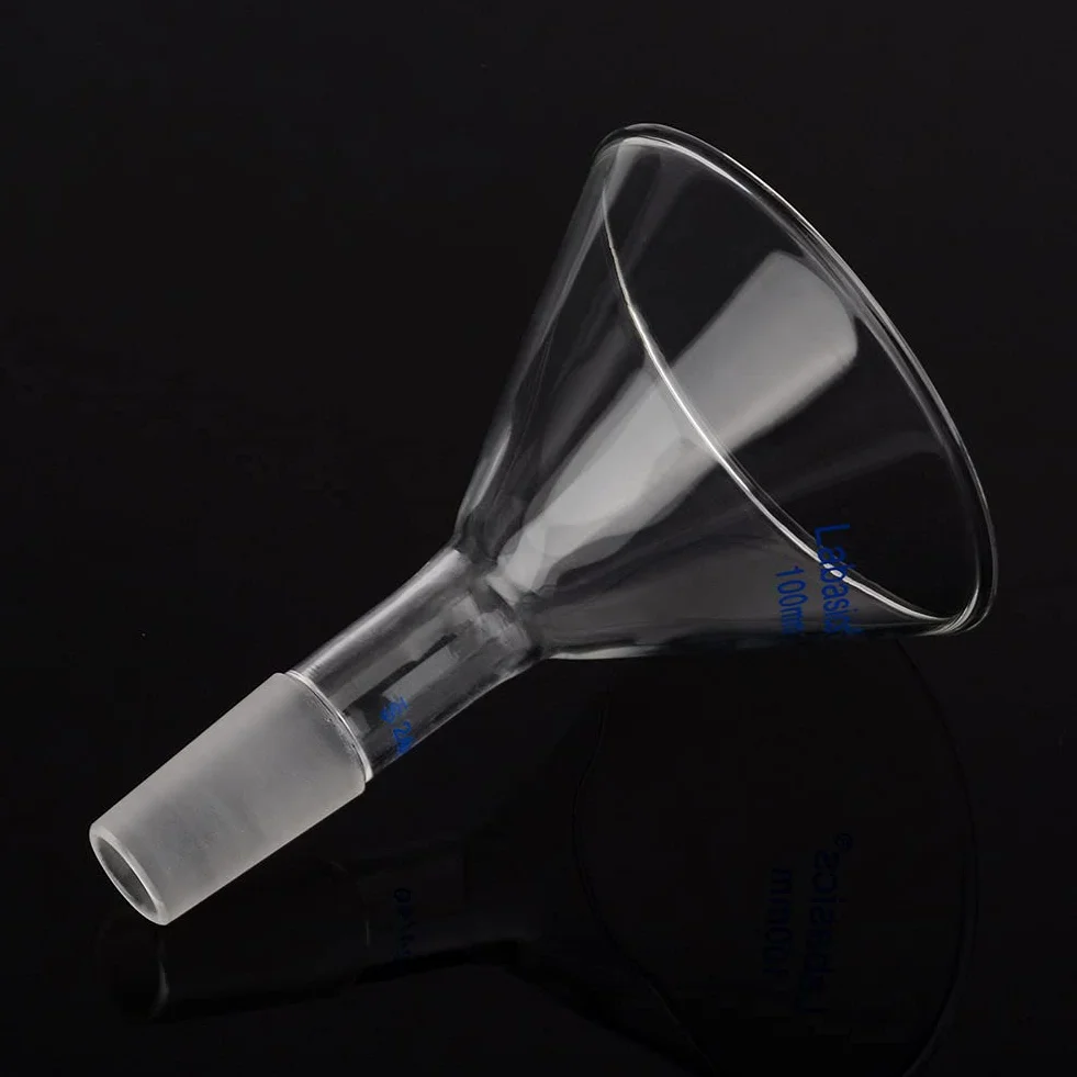 Labasics Imbuto da Laboratorio, Triangolo Imbuto, Imbuto per Polvere a Stelo Corto in Vetro con Diametro Esterno Superiore di 100mm e Interno Giunto 24/40