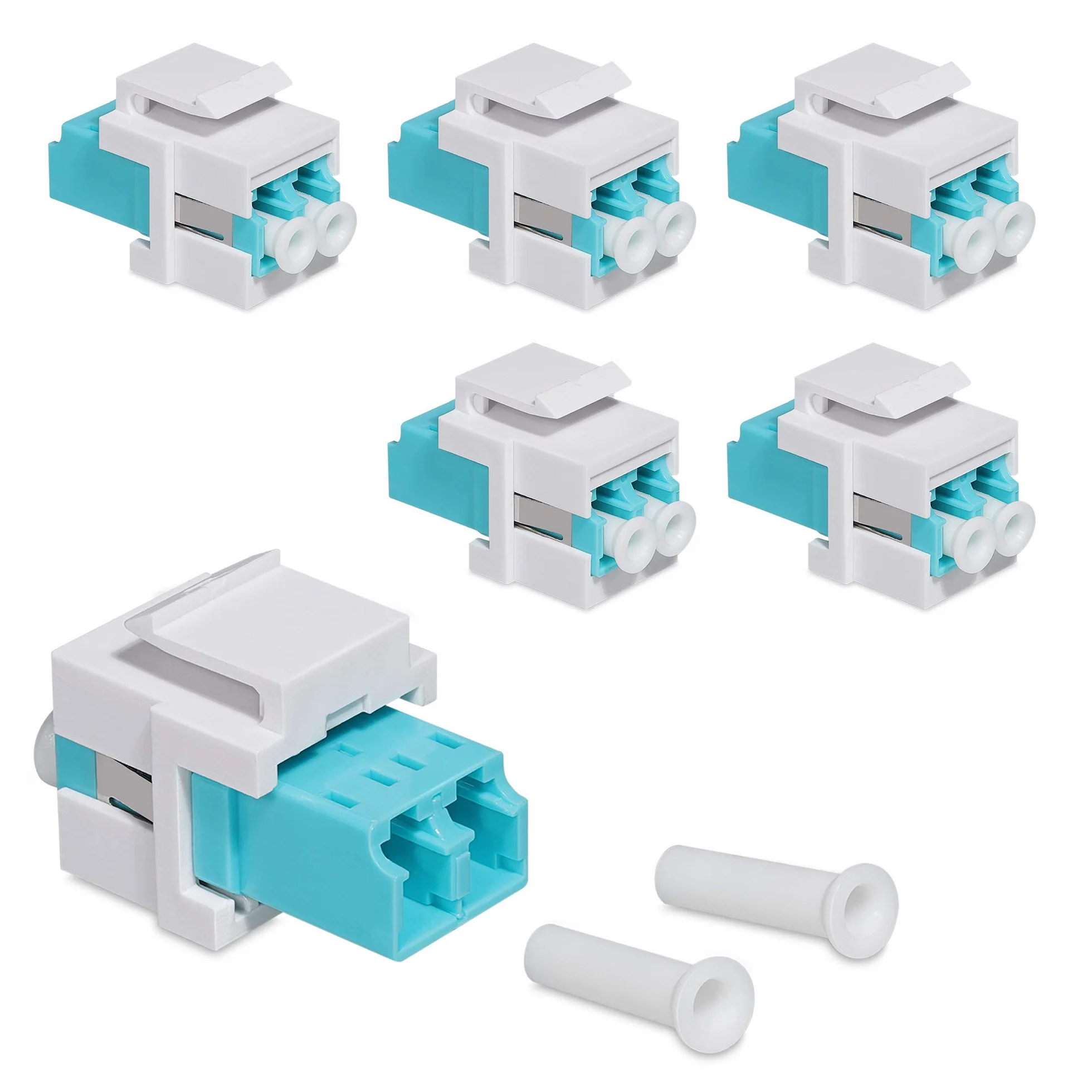 kwmobile 6x Moduli Keystone Multimodalità LC-LC Compatibile OM1 OM2 OM3 OM4 Cavi Fibra 50 62.5 µm