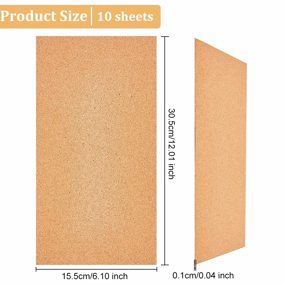 OLYCRAFT Sughero Fogli 305 x 155 mm 1 mm Rotolo Marrone Rettangolari per Sottobicchieri Tovagliette Fai da Te