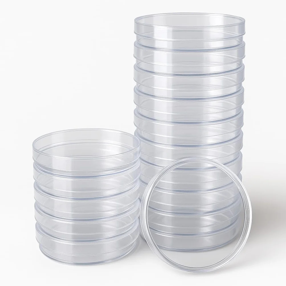 Labsales - Piastre di Petri in plastica sterile trasparente, non rivestite con sfiato e coperchio, 90 mm x 15 mm di diametro, per esperimenti scientifici e di laboratorio sterili e non sterili