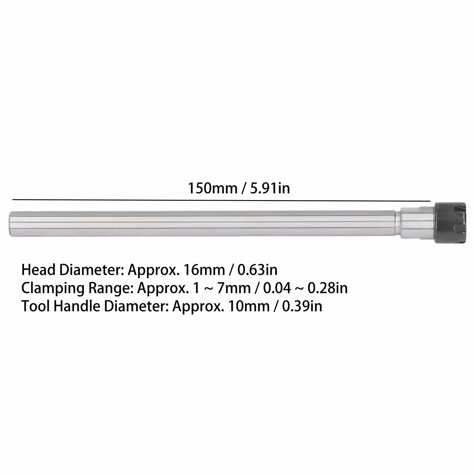 Hilitand Portapinze ER11 100 Portapinze Asta di Prolunga con Gambo Dritto con Chiave per Utensile per Tornio per Fresatura CNC Gamma di Serraggio 1-7 Mm, Pinze(C10-ER11M-150L)