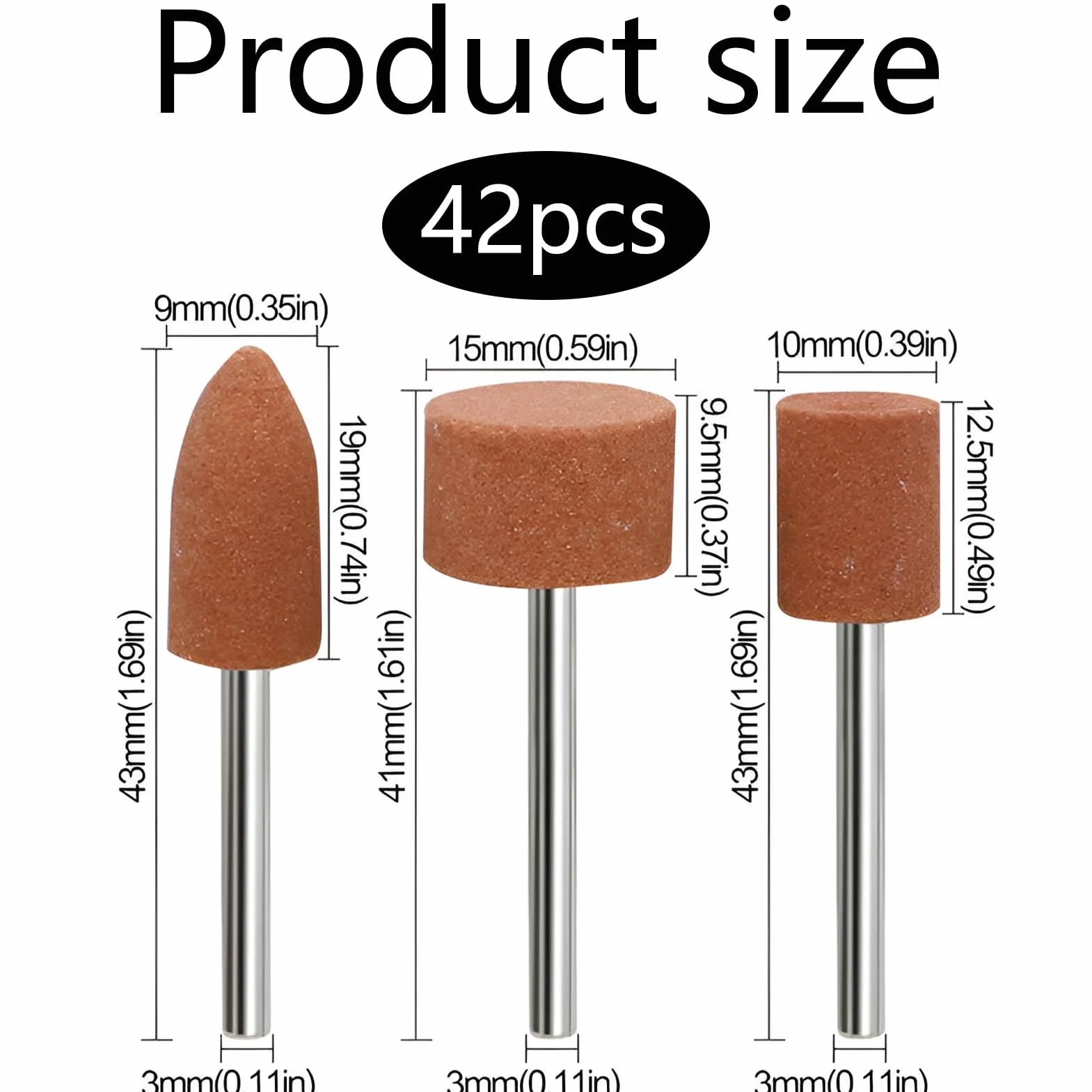 Set 42 punte abrasive corindone per Dremel avvitatore a batteria inserti abrasivi vetro pietre preziose