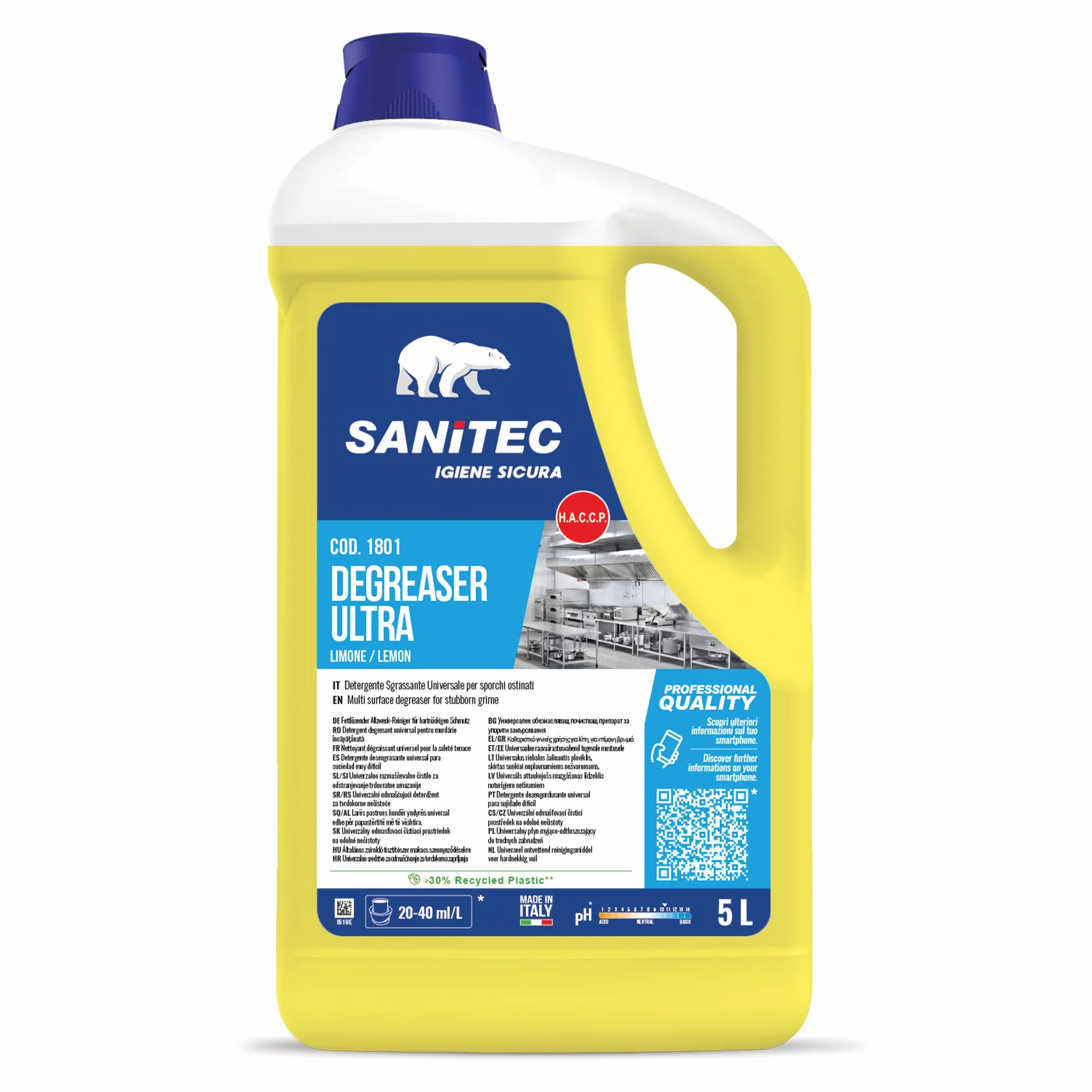 SANITEC Ultra Sgrassatore Spray Sporco Ostinato 5 kg Limone