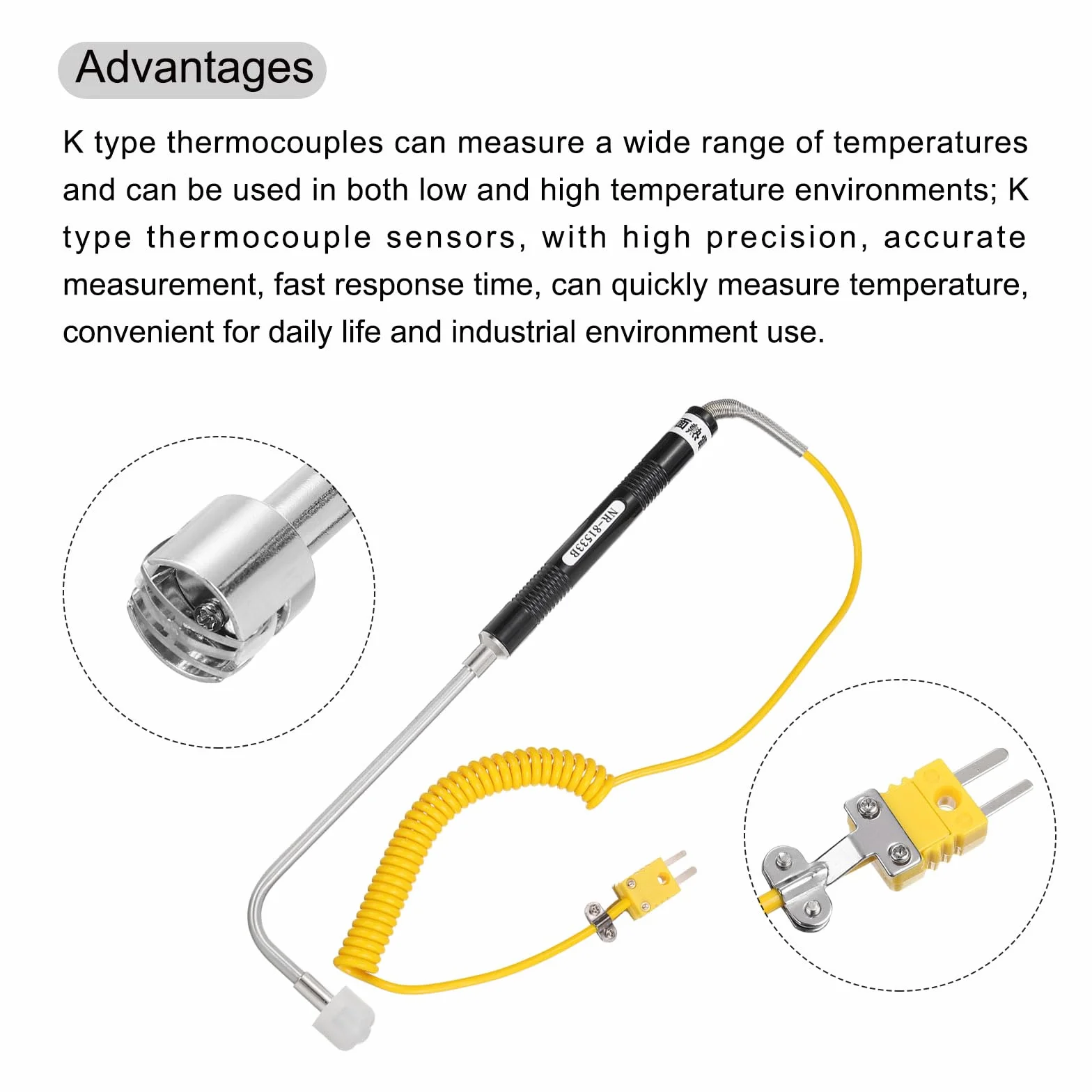 Termometro Digitale a Termocoppia K QUARKZMAN -50 a 1300 °C con Sonda per Superfici