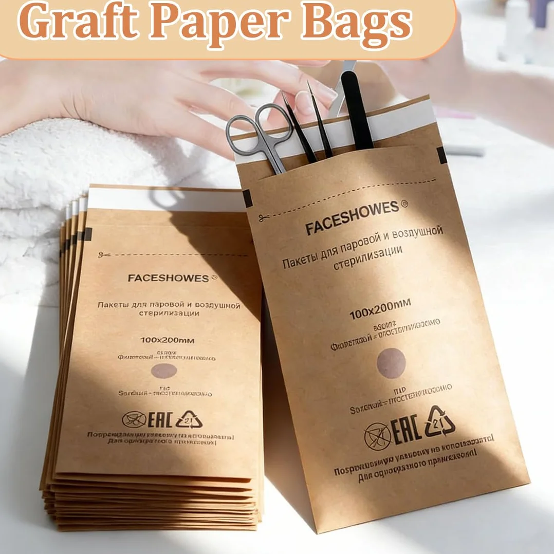 50 Buste Sterilizzazione Estetista con 2 Misure, Buste Autosigillanti per Sterilizzazione a Secco e in Autoclave, per Strumenti per Unghie, Cosmetici e Tatuaggi