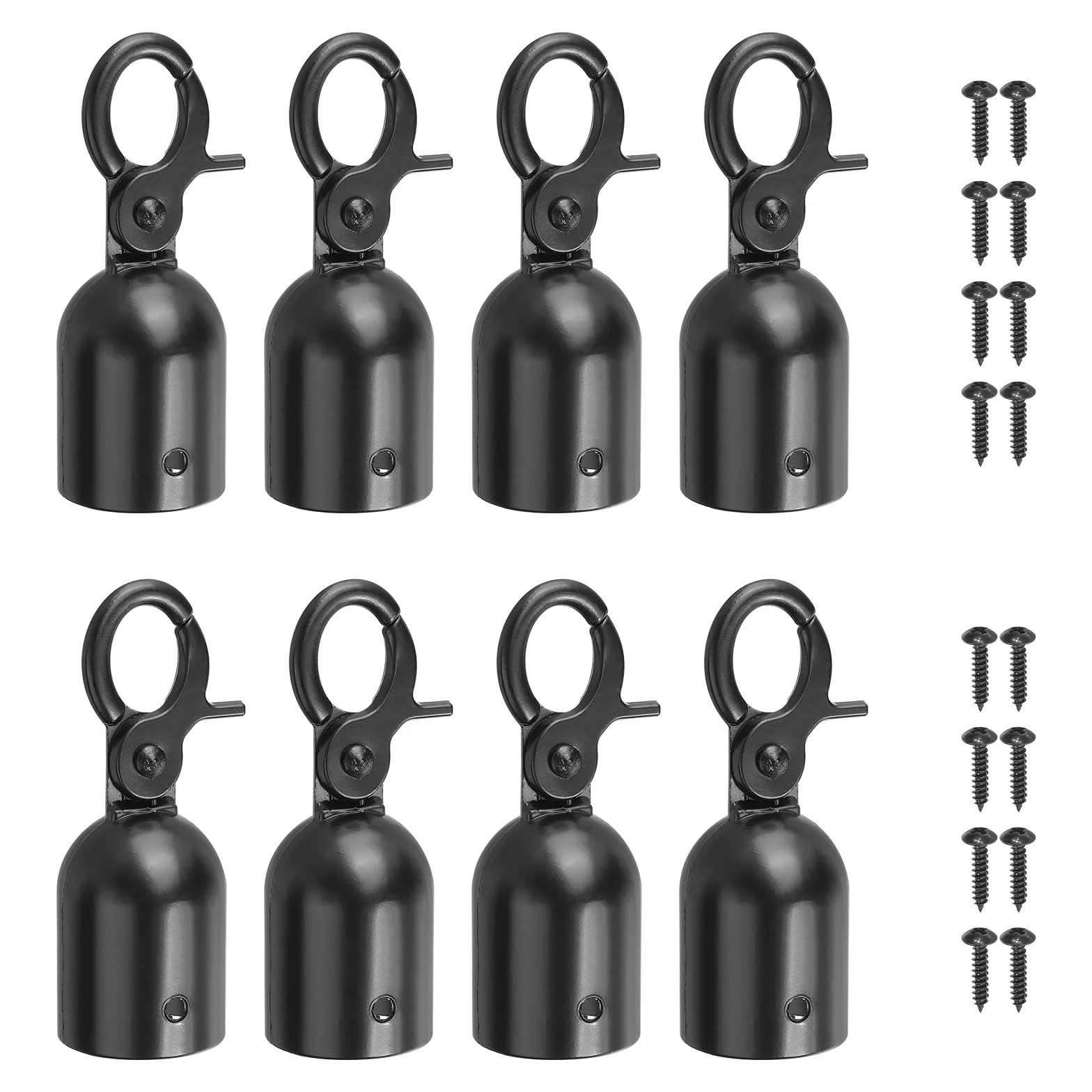 PATIKIL 28x76mm Fermacorda Per Paletti, 8Pz Corde in Velluto Ganci Baccello Per Estremità Corda Barriere Ganci Scatto Transenne Delimitazione Per Controllo Folla Divisori Coda, Nero