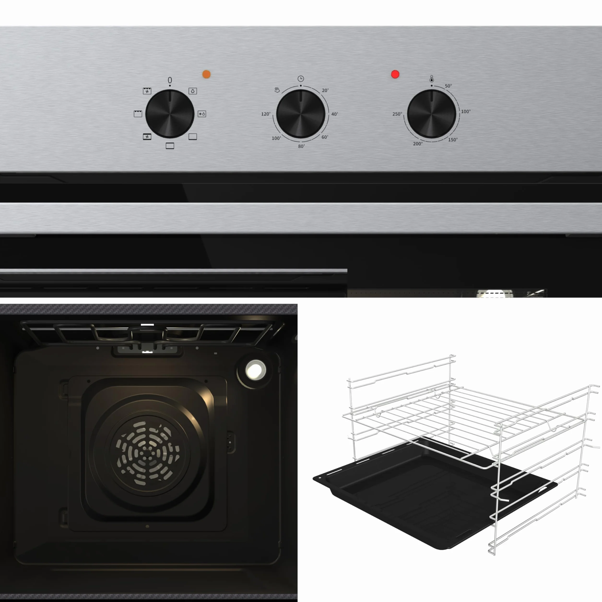 Hisense Forno Multifunzione 73 litri 60 cm Classe A Nero/Inox Guide telescopiche 7 funzioni 3 vetri