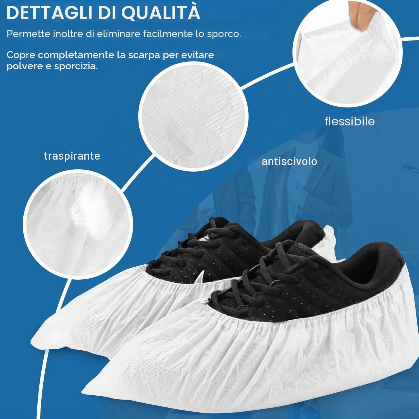 LATRAT Set di 100 Scarpe usa e Getta, Calzari Monouso in Tessuto, Copri Scarpe da Casa