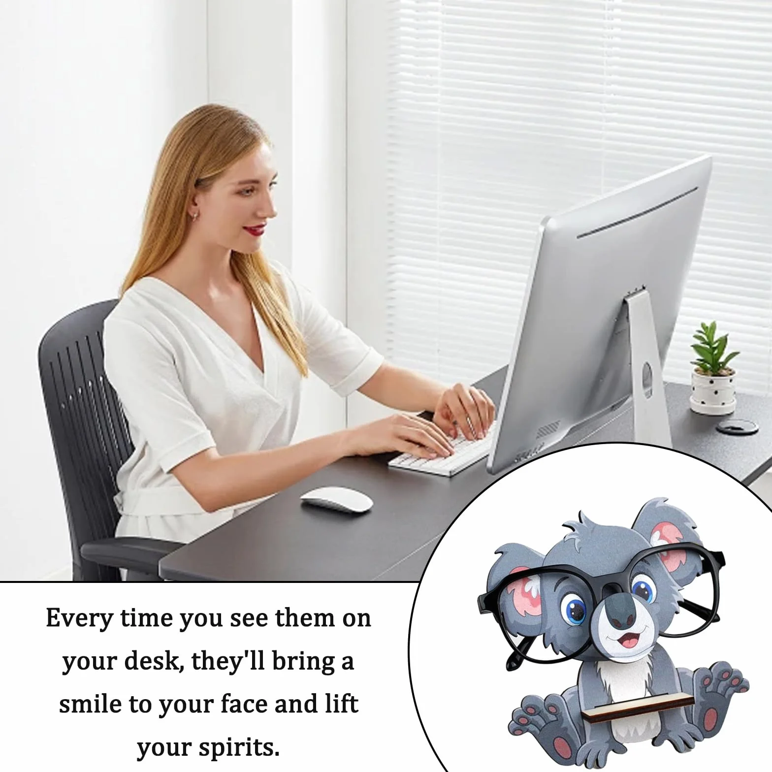 Porta Occhiali Legno Animali, Porta Occhiali da Tavolo, Supporto per Occhialis da Vista e Sole in Legno Espositore con Forma Koala per Casa Ufficio e Scrivania