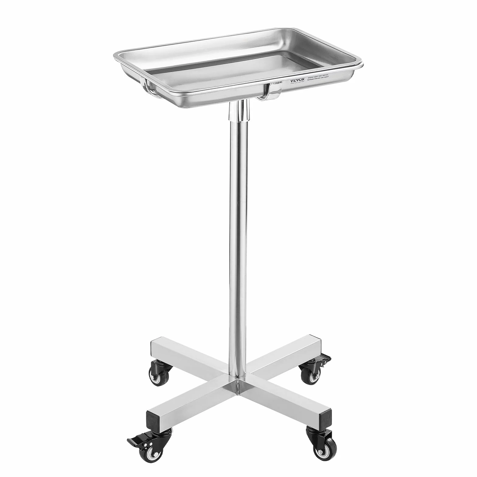 VEVOR Carrello da Laboratorio in Acciaio Inox, Regolabile in Altezza 84-132,5 cm, Carico 16kg