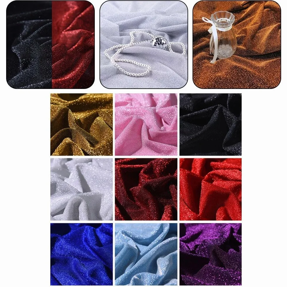 Tessuto con paillettes brillanti a forma di stella per progetti di cucito e artigianato, adatto per abiti, accessori, tende, bambole e creazioni fatte a mano (Nero)