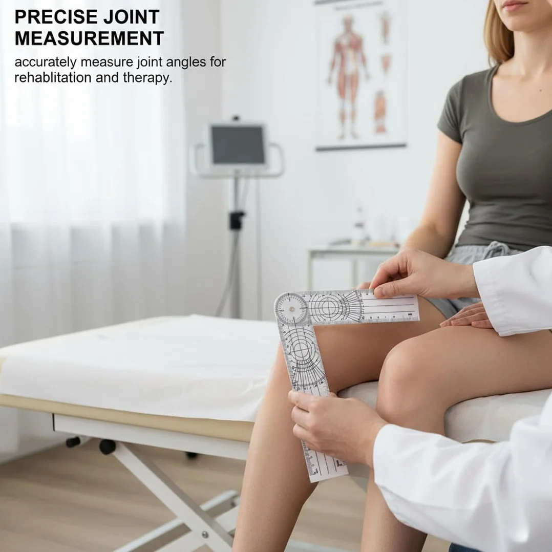 Goniometro in PVC per Fisioterapia, Misuratore di Angoli Medico, Protrattore Trasparente 360° 36 cm