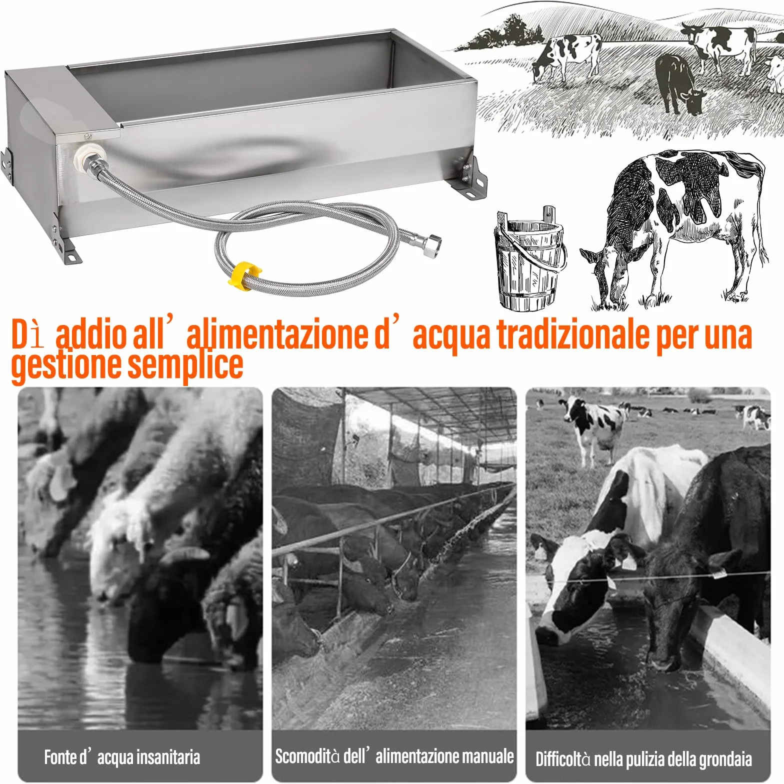 Abbeveratoio Per Cavalli in Acciaio Inox con Valvola a Galleggiante 1/2 Pollice Automatico