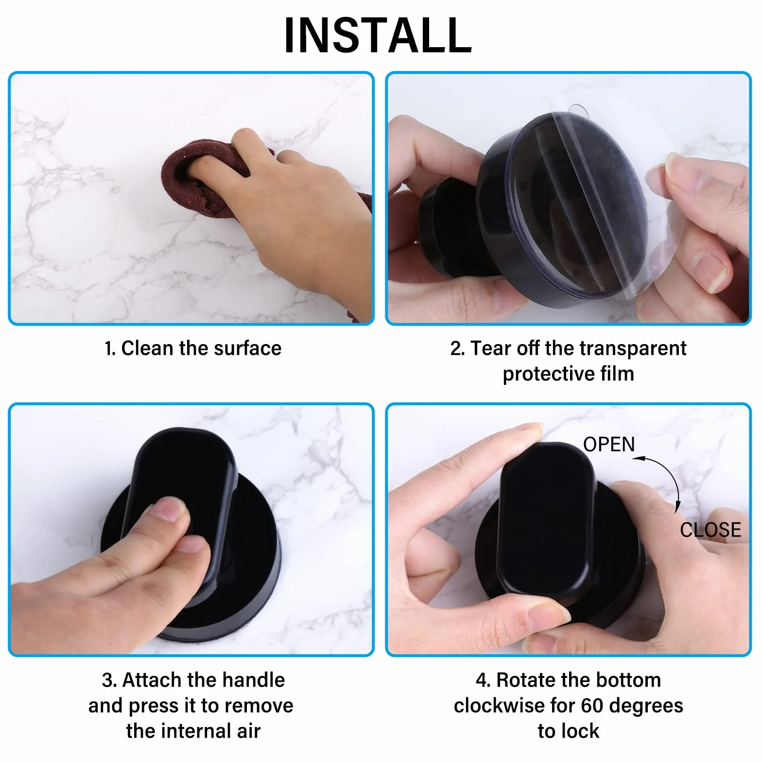 2 maniglie a ventosa per porta Mokinga, maniglia in plastica ABS per balcone