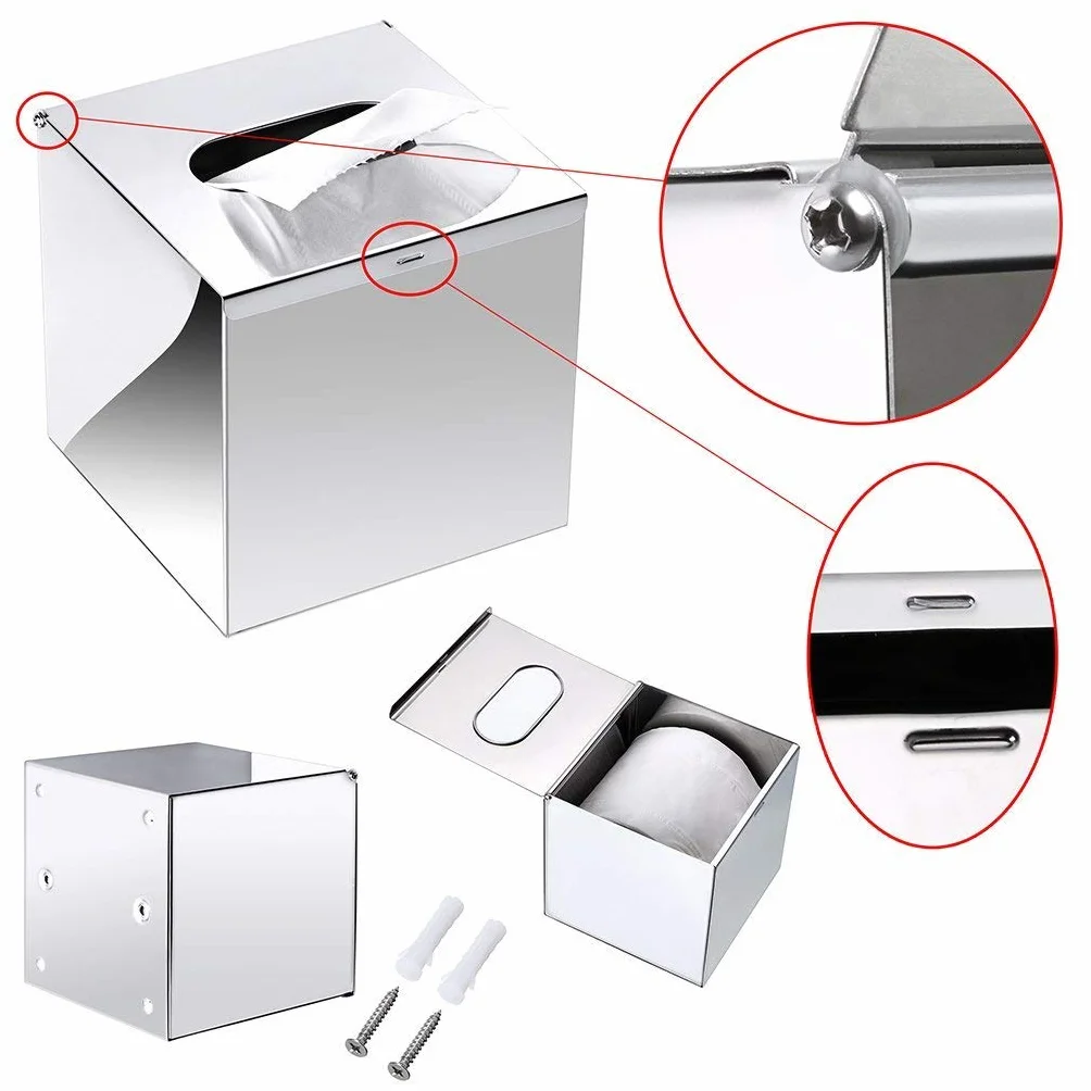 acciaio della scatola del tessuto del supporto specchio quadrato portatovaglioli kleenex bagno organizzatore supporto