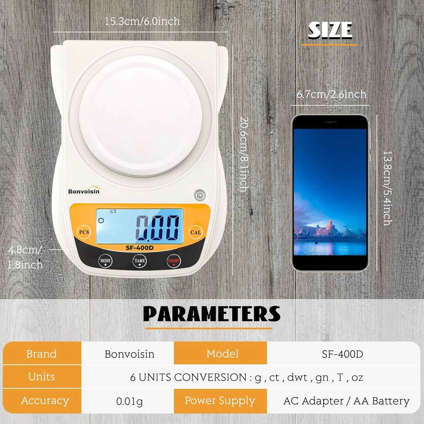 Bonvoisin Bilancia da Laboratorio Digitale 600g x 0.01g, Bilancia Analitica di Precisione, Bilancia Gioielli Elettronica con Display LCD, Accuratezza 0.01g per Uso Scientifico
