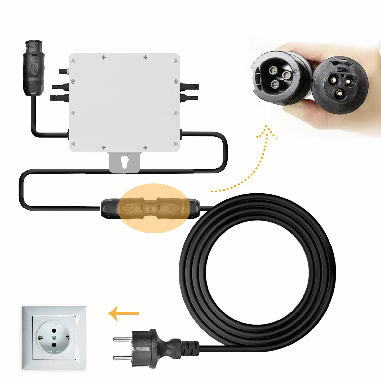 enjoy solar® Cavo di collegamento 3m per microinverter – Betteri® BC01 a Schuko, Plug & Play, compatibile con impianti fotovoltaici da balcone