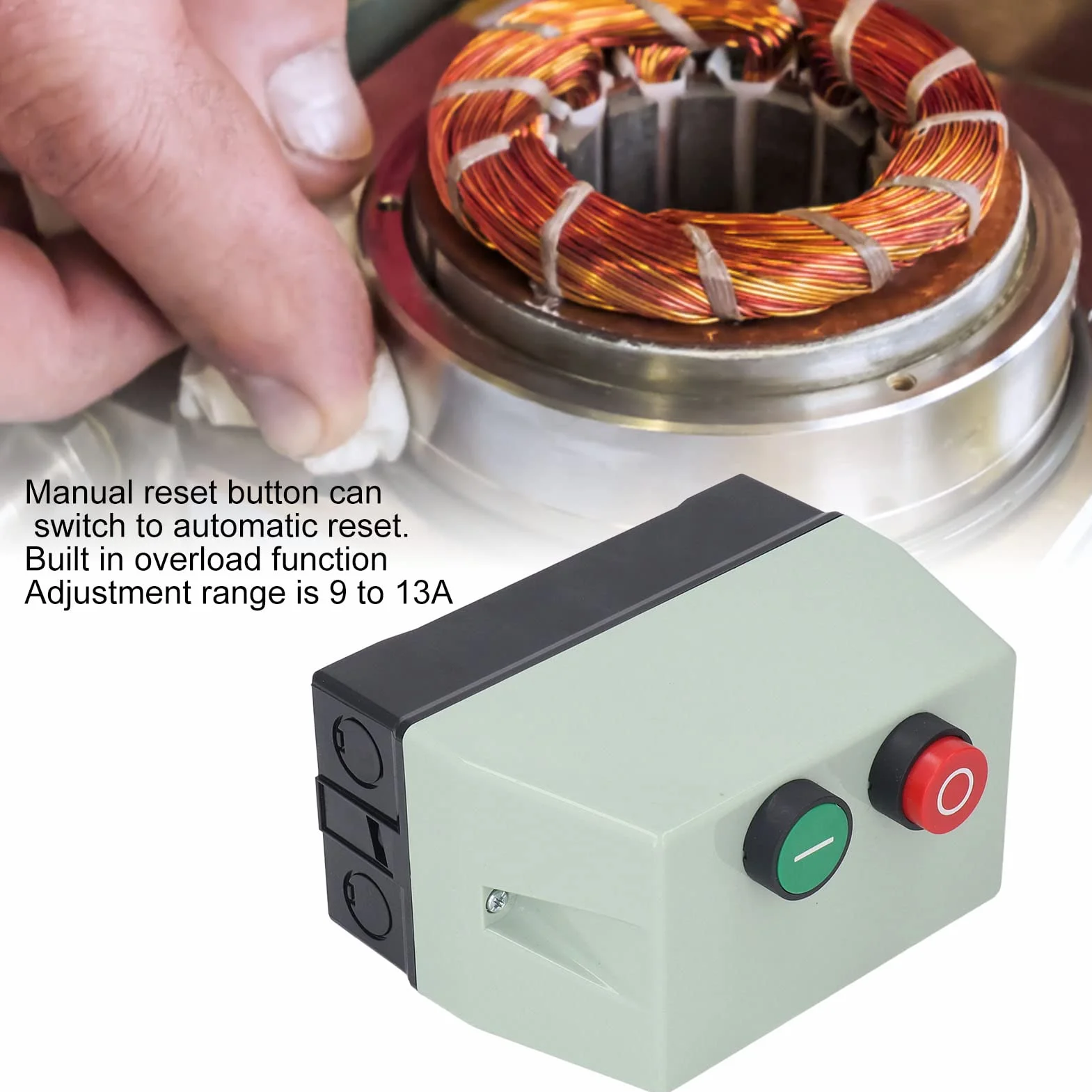 Avviamento Motore Magnetico Monofase, IP55 Scatola Interruttore Controllo Motore Elettrico 7-10A 220/230V 3HP, ABS, per Compressori Aria, Pompe Idrauliche, Motori Agricoli
