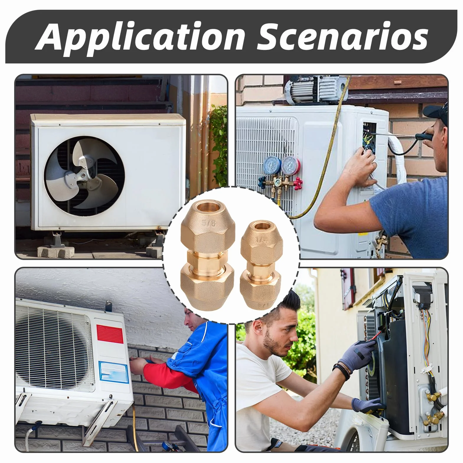 Set di prolunga per tubi di climatizzazione, 2 pezzi, collegamento tubo di rame di alta qualità per tubi refrigeranti 1/4 e 5/8, ideale per l'installazione e la riparazione di condizionatori d'aria