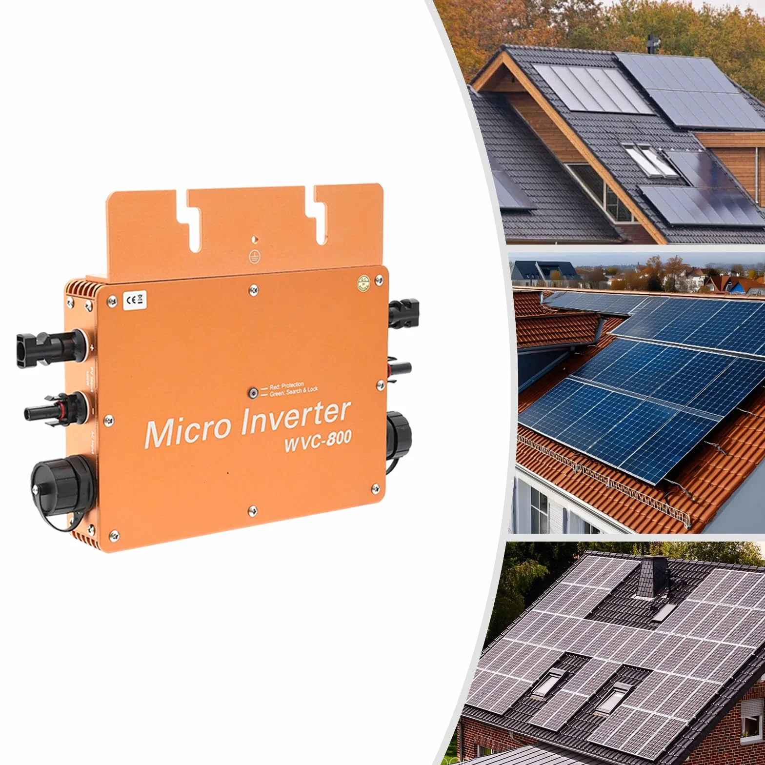 Microinverter 800 W per centrali elettriche da balcone, schermo LCD, inverter solare 22-50 VDC, uscita 230 V AC per uso domestico e commerciale, alloggiamento in alluminio