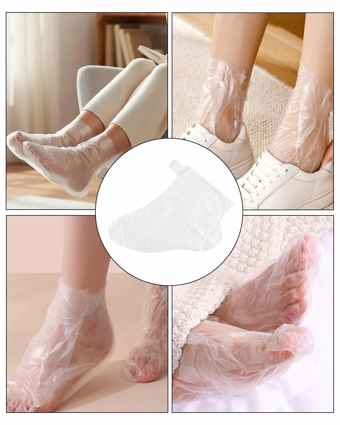 Copripiedi monouso in plastica misura universale 31.5x17 cm impermeabile antiolio per cura piedi paraffina