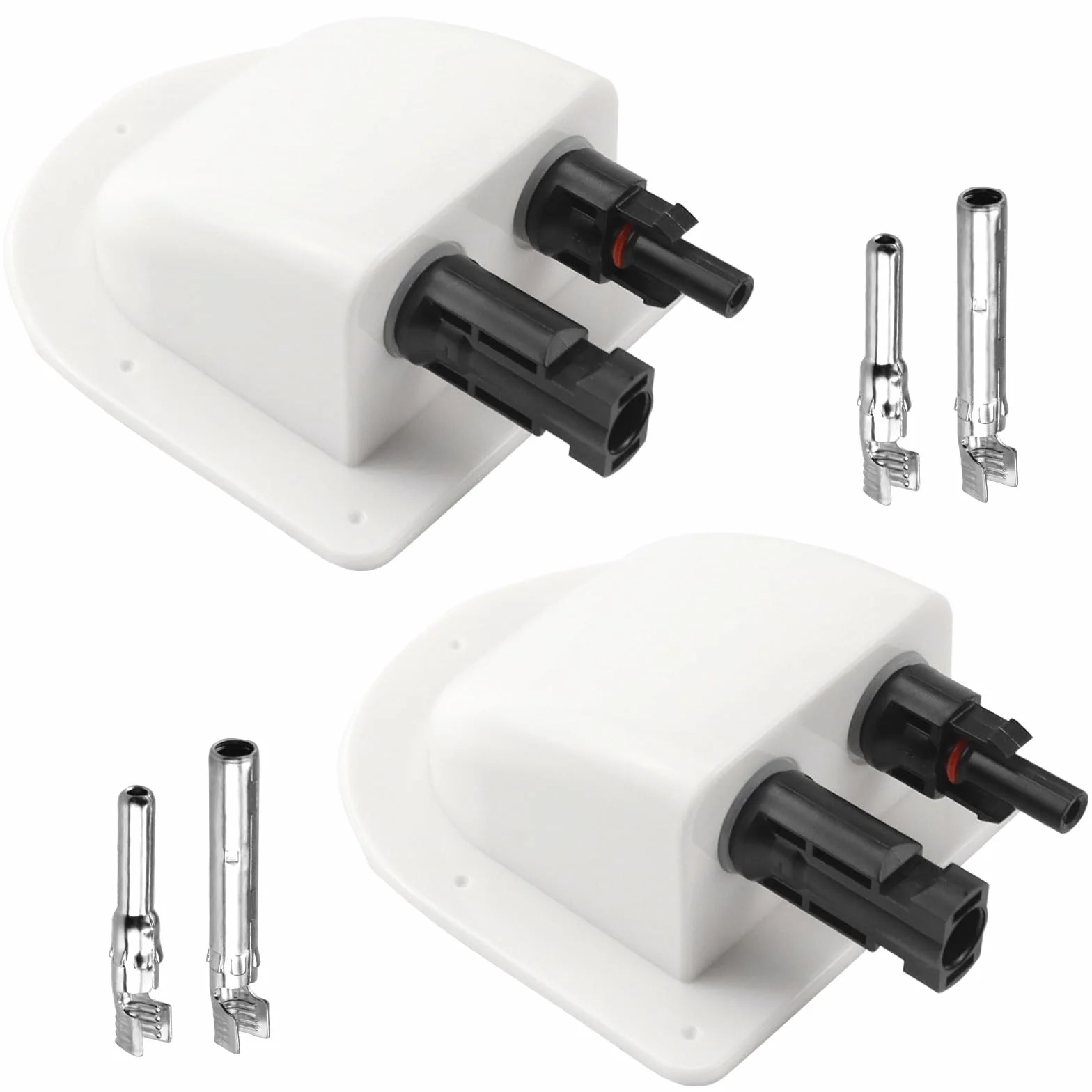 2 Pcs Passacavo Solare Doppio Ingresso Impermeabile per Passacavo Pannello Solare ABS for Cavi 6-12mm Fissaggio al Tetto per Cavi Solari Roulotte Barche Camper (bianco)