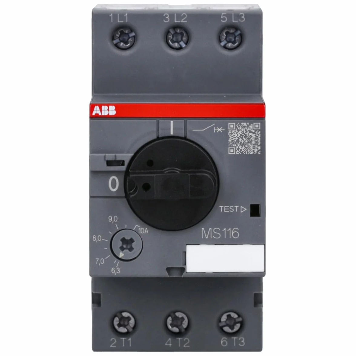 ABB MS116-10 - Avviatore manuale per motore, larghezza 45 mm, 3 poli, 690 V, 50-60 Hz (ABB1SAM250000R1010)