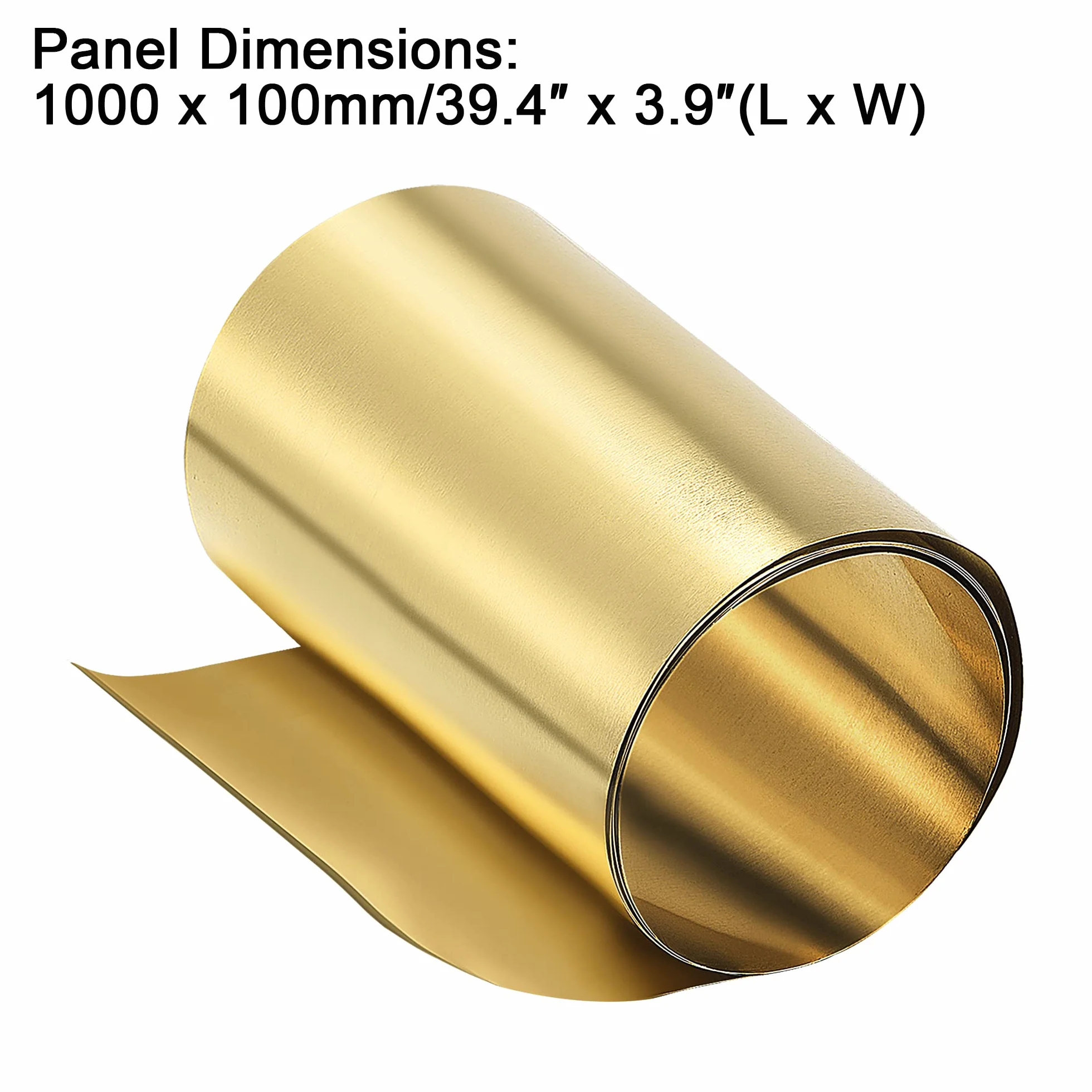 PATIKIL 1000mm x 100mm x 0,2mm Ottone Lastra Rotolo, 1pz Metallo Lamina Lastra per Fai da Te Progetti, Brass Tone