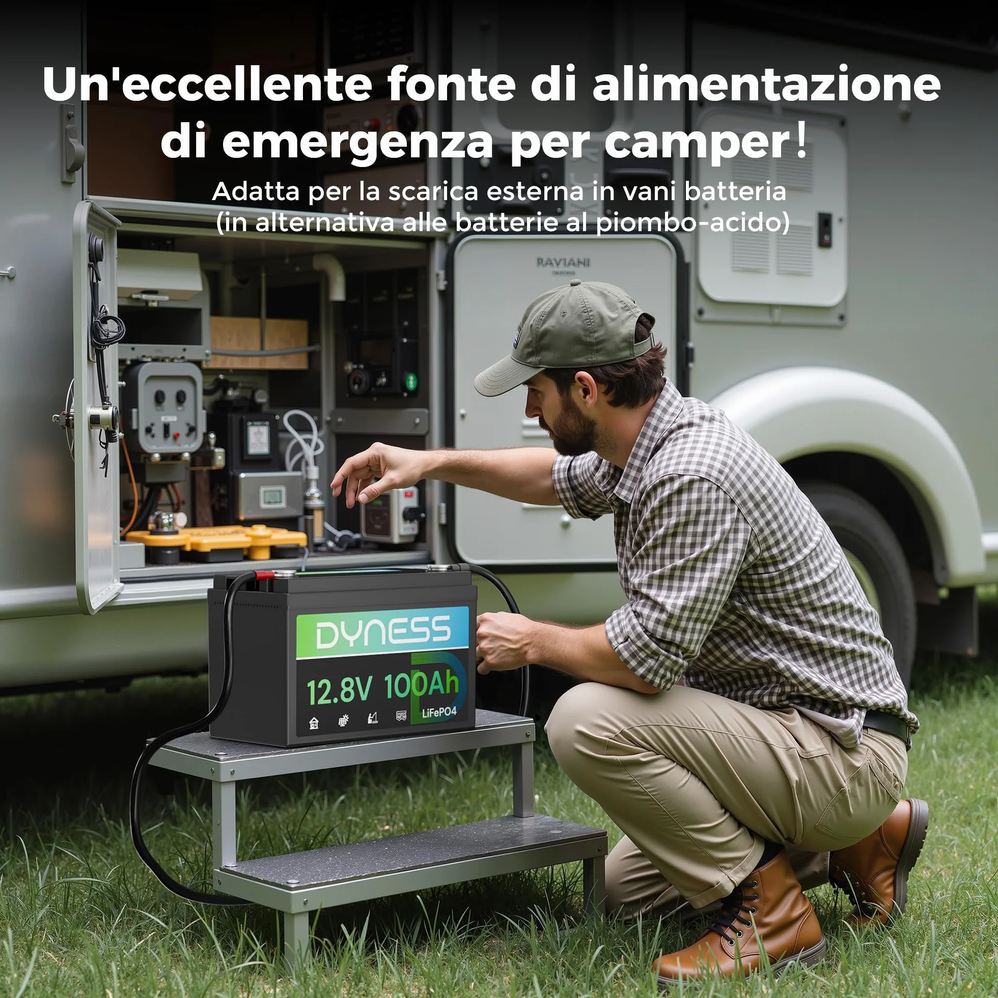 Dyness Batteria Litio 12V 100Ah LiFePO4 a Ciclo profondo con 100A BMS, Protezione Dalle Basse Temperature, Max. 15000 cicli, per Camper, Impianti Solari off-grid, Fotovoltaico Accumulo